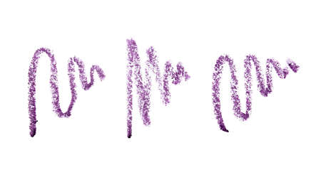 Purple eyeliner pencil traces on white background. Macrophoto. Isolatedの写真素材