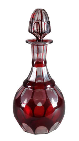 Antique crystal decanter for alcoholic beverages isolated on white backgroundの写真素材