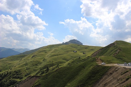 Meadow in the mountains on a sunny dayの写真素材
