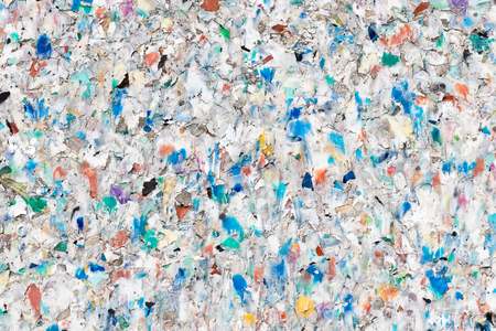 Board made of Conglomerated Plastic Waste Pelletsの写真素材