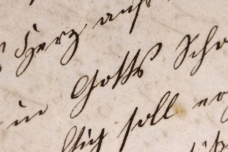 Historic Handwriting Style Closeup, Focus on the German Word "Gott" (God)の写真素材