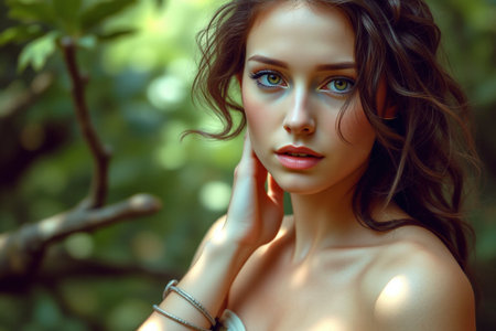 Christmas wreath with burning candle on the background of bokehの素材