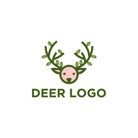 deer head logo designs with treesのイラスト素材