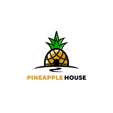Creative Artistic Pineapple house Fruit Logo Symbol Design Illustrationのイラスト素材