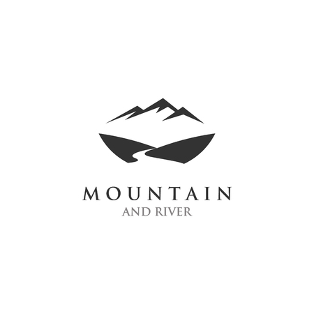 Mountain River Logo Design Templateのイラスト素材