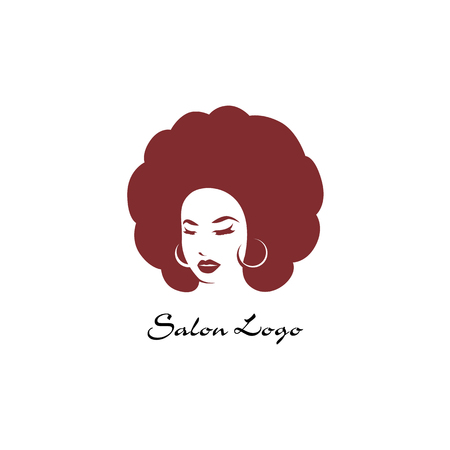 circle hair style icon, logo women face on white background, vectorのイラスト素材