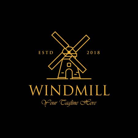 line art windmill logo designs, classic and luxury logoのイラスト素材