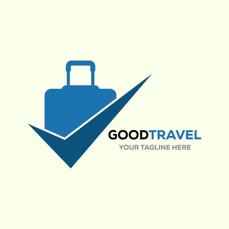 Travel logo, holidays, tourism, business trip company logo design. bag vector with checklistのイラスト素材