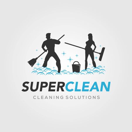 super clean for cleaning service logoのイラスト素材