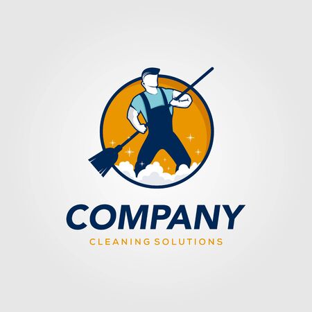 Creative Man Cleaning Concept Logo Design Templateのイラスト素材