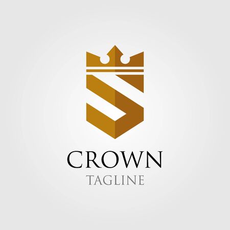 vintage crown logo and letter S symbolのイラスト素材