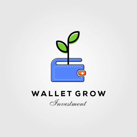 wallet leaf sprout money grow investment logo designsのイラスト素材