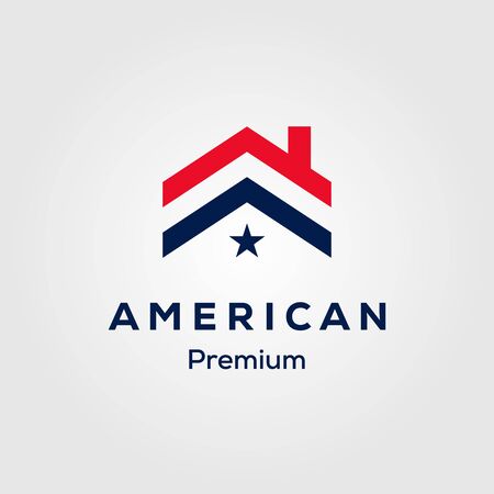 american flag house premium house mortgage logo vectorのイラスト素材