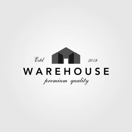 vintage warehouse barn building overlapping logo design illustrationのイラスト素材