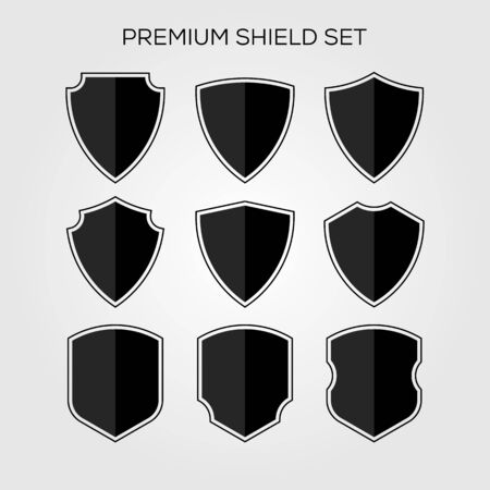 flat shield set geometric premium vector icon illustrationのイラスト素材