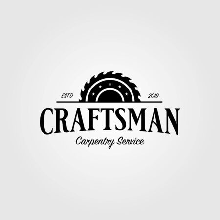 grinding craftsman carpentry vintage retro logo design illustrationのイラスト素材