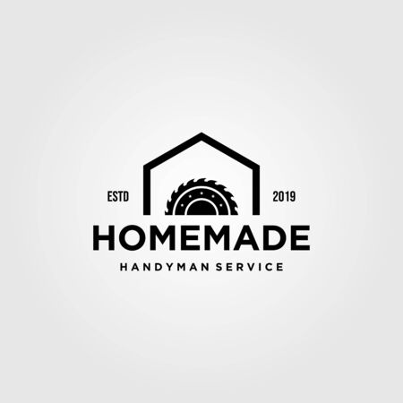 home industry grinding craftsman handyman vintage logo design illustrationのイラスト素材