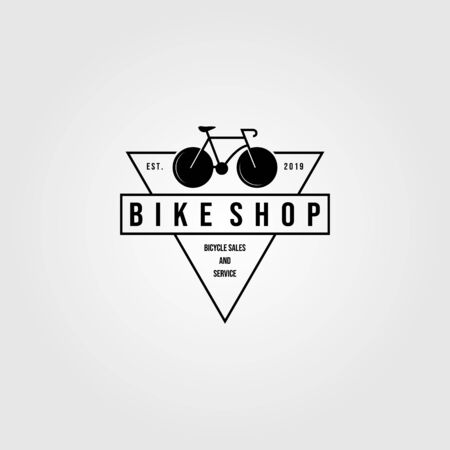 bicycle bike shop logo triangle minimalist vintage vector icon design illustrationのイラスト素材