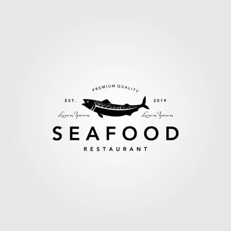 seafood fish logo vintage label emblem vector restaurant illustrationのイラスト素材