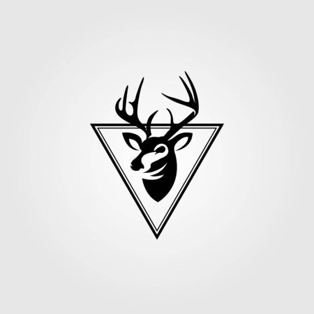 dear head emblem vintage in triangle logo vector design illustrationのイラスト素材