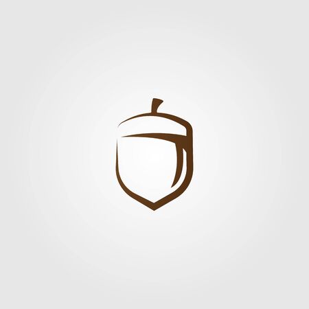 line art oak nut logo design minimalist vector label emblem illustrationのイラスト素材