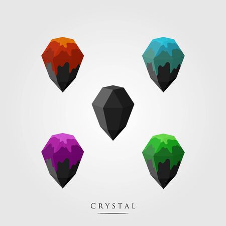 mining coal set logo gem melting hot fire vector illustration designのイラスト素材