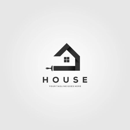paint house brushes logo creative clever vector illustrationのイラスト素材