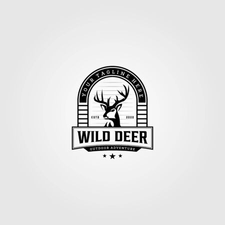 vintage wild deer logo vector illustration designのイラスト素材