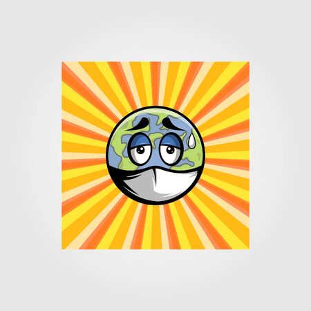 save the earth retro illustration vector designのイラスト素材