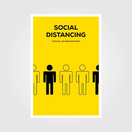 social distancing sign line art vector poster illustration deisgnのイラスト素材
