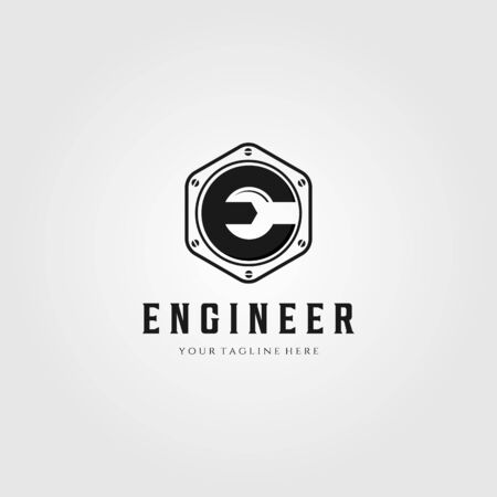 engineer letter e logo vector wrench symbol illustration designのイラスト素材