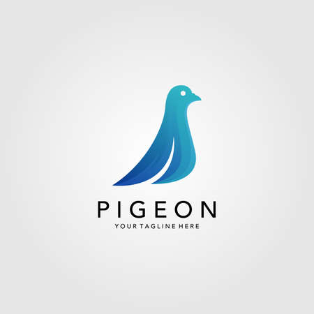 pigeon bird minimalist logo vector illustration design, blue bird icon designのイラスト素材