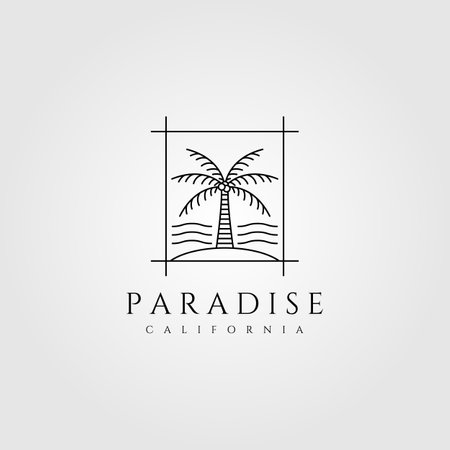 palm tree line art minimalist vector symbol illustration designのイラスト素材