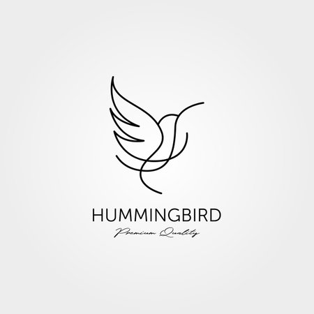 hummingbird logo line art minimalist vector illustration designのイラスト素材