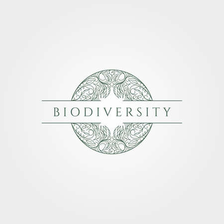 biodiversity nature line icon vector minimal illustration designのイラスト素材