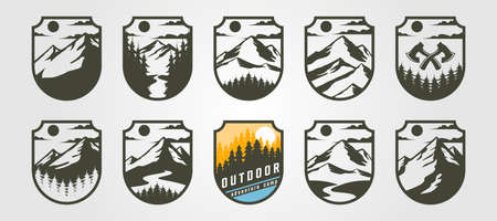 adventure emblem vector mountain illustration design, vintage outdoorのイラスト素材