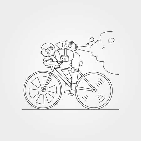 astronaut riding bicycle line art vector symbol illustration design, astronaut sketch ideaのイラスト素材