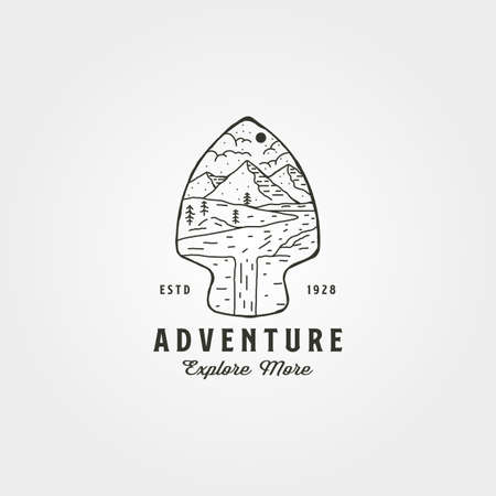 adventure outdoor logo vintage vector in the spear symbol illustration designのイラスト素材