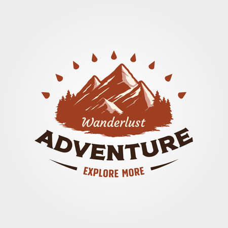 mountain hike adventure logo outdoor vintage vector illustration designのイラスト素材