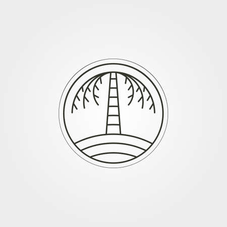 palm tree minimal logo line art vector symbol illustration design, circle palm tree logoのイラスト素材