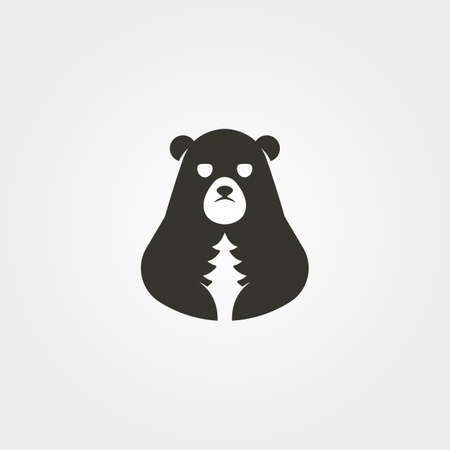 grizzly bear hold pine tree  vector symbol illustration design, wild bear nature designのイラスト素材