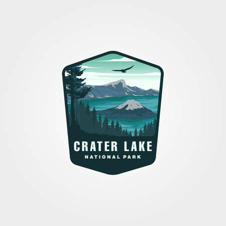 crater lake vintage vector symbol illustration designのイラスト素材