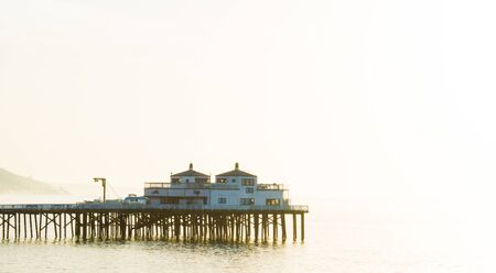 pier in Malibu, California with early morning fogのeditorial素材