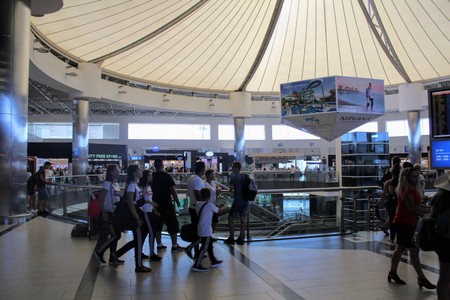 Travelers at the airport of Antalya - July 2017.のeditorial素材