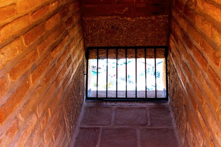 The upper level of the Red Tower is the main fortification of the city (Alanya, Turkey).