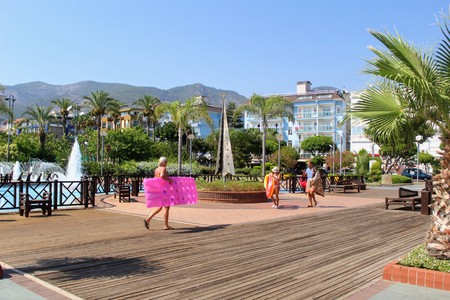 Fountains in the park of the 100th anniversary of Ataturk (Alanya, Turkey).のeditorial素材