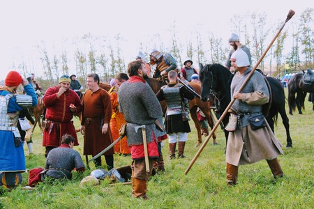 September, 16 2017, Tula, Russia - The International Military and Historical Festival "Kulikovo Field": viewers and participants of the festival.のeditorial素材