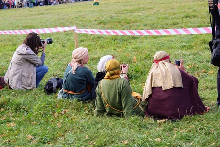 September, 16 2017, Tula, Russia - The International Military and Historical Festival "Kulikovo Field": viewers and participants of the festival.のeditorial素材