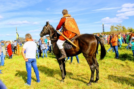September, 16 2017, Tula, Russia - The International Military and Historical Festival "Kulikovo Field": viewers and participants of the festival.のeditorial素材