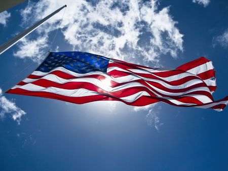 American flag flapping in the wind